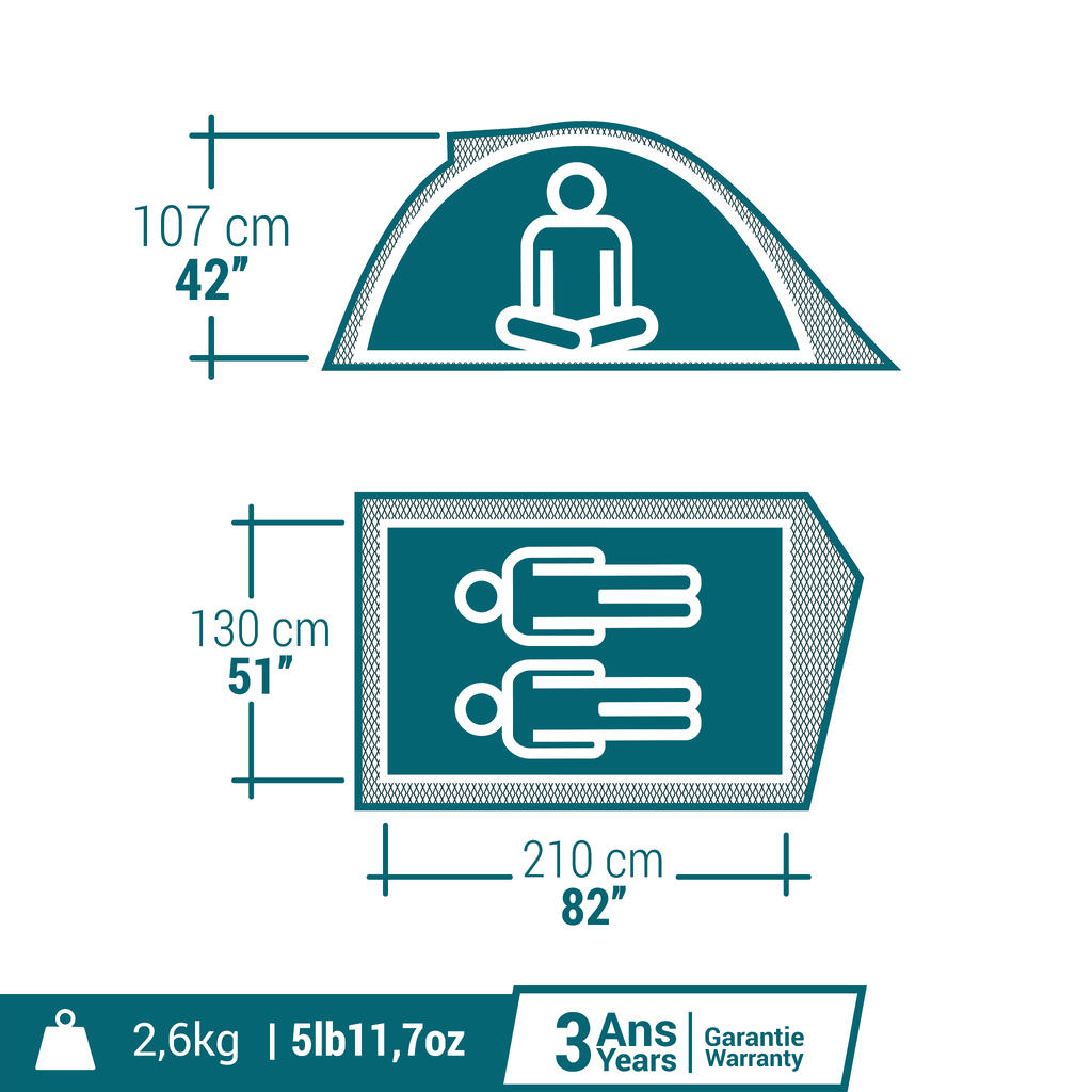 Tente de camping - MH100 - 2 places